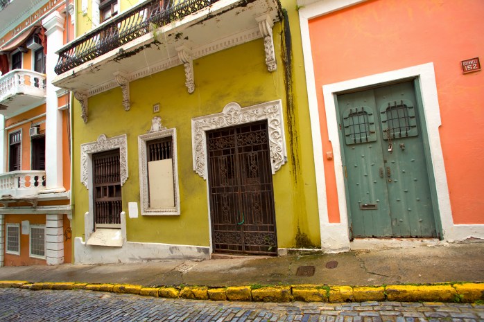 coral-and-mehendi-color-wall-and-green-door